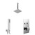 Cubix Polished Chrome Push Button Diverter Concealed Thermostatic Shower Valve and 200mm Square Head with 300mm Ceiling Arm and Outlet Holder with Kit - 2 Outlet Left Hand View