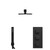 Colore Square Matt Black Concealed Triple Thermostatic Shower Valve and 200mm Fixed Head with 345mm Wall Arm and Outlet Holder with Kit - 2 Outlet Front View