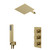 Colore Square Brushed Brass Concealed Triple Thermostatic Shower Valve and 300mm Fixed Head with 345mm Wall Arm and Outlet Holder with Kit - 2 Outlet Right Hand View