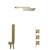 Colore Square Brushed Brass Concealed Triple Thermostatic Shower Valve and 300mm Fixed Head with 345mm Wall Arm and Outlet Holder with Kit - 2 Outlet Side View
