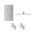 Cubix Polished Chrome Push Button Diverter Concealed Thermostatic Shower Valve and 400mm Square Head with 345mm Wall Arm and 4 Body Jets - 2 Outlet Front View