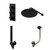 Colore Round Matt Black Concealed Triple Thermostatic Shower Valve with Diverter and 300mm Fixed Head with 345mm Wall Arm and Outlet Holder with Kit and Free-Flow Bath Filler - 3 Outlet Right Hand View