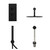 Colore Round Matt Black Concealed Triple Thermostatic Shower Valve with Diverter and 300mm Fixed Head with 345mm Wall Arm and Outlet Holder with Kit and Free-Flow Bath Filler - 3 Outlet Front View
