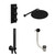 Colore Round Matt Black Concealed Triple Thermostatic Shower Valve with Diverter and 300mm Fixed Head with 345mm Wall Arm and Outlet Holder with Kit and Free-Flow Bath Filler - 3 Outlet Left Hand View