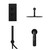 Colore Round Matt Black Concealed Triple Thermostatic Shower Valve with Diverter and 300mm Fixed Head with 345mm Wall Arm and Outlet Holder with Kit and Bath Spout - 3 Outlet Front View