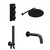 Colore Round Matt Black Concealed Triple Thermostatic Shower Valve with Diverter and 300mm Fixed Head with 345mm Wall Arm and Outlet Holder with Kit and Bath Spout - 3 Outlet Left Hand View