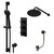 Colore Round Matt Black Concealed Triple Thermostatic Shower Valve with Diverter and 200mm Fixed Head with 345mm Wall Arm and Slide Rail Kit with Free-Flow Bath Filler - 3 Outlet Right Hand View