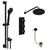 Colore Round Matt Black Concealed Triple Thermostatic Shower Valve with Diverter and 200mm Fixed Head with 345mm Wall Arm and Slide Rail Kit with Free-Flow Bath Filler - 3 Outlet Left Hand View
