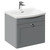 Danbury Satin Grey 500mm Wall Mounted Vanity Unit with 1 Tap Hole Curved Basin and Single Drawer with Polished Chrome Handle Left Hand View
