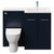 Napoli Combination Deep Blue 1100mm Vanity Unit Toilet Suite with Right Hand L Shaped 1 Tap Hole Round Basin and 2 Doors with Polished Chrome Handles Front View