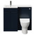 Napoli Combination Deep Blue 1000mm Vanity Unit Toilet Suite with Left Hand L Shaped 1 Tap Hole Round Basin and 2 Doors with Gunmetal Grey Handles Front View