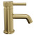 Colore Round Brushed Brass Mini Mono Basin Mixer with Half Knurled Tap Head Side View