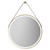 Colore Colorado Brushed Brass Frame with Brown Strap 600mm Round Illuminated Dimmable LED Mirror with Demister and Touch Sensor Front View