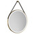 Colore Colorado Brushed Brass Frame with Brown Strap 600mm Round Illuminated Dimmable LED Mirror with Demister and Touch Sensor Left Hand View