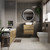 Alford 1700mm Steel Straight Single Ended Bathroom Suite including Matt Black Flush Plate Back to Wall Toilet and Autumn Oak Vanity Unit with Countertop Basin Roomset