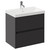 Barton 1700mm x 700mm Slim Edge Straight Double Ended Bathroom Suite including Graphite Grey Furniture Set with Slim Edge Basin Basin and Vanity Unit