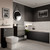 Dean 1700mm x 750mm Straight Single Ended Bathroom Suite including Graphite Grey Furniture Set with Minimalist Basin Roomset