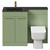 Venice Square Olive Green 1100mm Vanity Unit Toilet Suite with Left Hand Anthracite Glass 1 Tap Hole Basin and 2 Doors with Brushed Brass Handles Front View