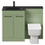 Venice Square Olive Green 1100mm Vanity Unit Toilet Suite with Left Hand Anthracite Glass 1 Tap Hole Basin and 2 Doors with Gunmetal Grey Handles Front View