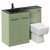 Venice Square Olive Green 1100mm Vanity Unit Toilet Suite with Left Hand Anthracite Glass 1 Tap Hole Basin and 2 Doors with Gunmetal Grey Handles Left Hand View