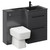 Venice Square Gloss Grey 1100mm Vanity Unit Toilet Suite with Right Hand Anthracite Glass 1 Tap Hole Basin and 2 Drawers with Matt Black Handles Left Hand View