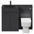 Venice Square Gloss Grey 1100mm Vanity Unit Toilet Suite with Left Hand Anthracite Glass 1 Tap Hole Basin and 2 Doors with Gunmetal Grey Handles Front View