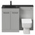 Venice Square Gloss Grey Pearl 1100mm Vanity Unit Toilet Suite with Left Hand Anthracite Glass 1 Tap Hole Basin and 2 Doors with Gunmetal Grey Handles Front View