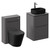 Carlo Matt Cement 1150mm Floor Standing Vanity Unit Toilet Suite with 2 Handleless Drawers including Matt Black Countertop Basin and Rimless Toilet Left Hand View