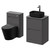 Carlo Matt Cement 1150mm Floor Standing Vanity Unit Toilet Suite with 2 Handleless Drawers including Matt Black Countertop Basin and Rimless Toilet Right Hand View