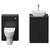 Carlo Matt Black 1150mm Floor Standing Vanity Unit Toilet Suite with 2 Handleless Doors including Gloss White Countertop Basin and Rimless Toilet Front View