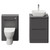 Carlo Matt Cement 1150mm Floor Standing Vanity Unit Toilet Suite with 2 Handleless Drawers including Gloss White Countertop Basin and Rimless Toilet Front View