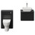 Carlo Matt Black 1150mm Wall Mounted Vanity Unit Toilet Suite with Single Handleless Drawer including Gloss White Countertop Basin and Rimless Toilet Front View