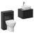 Carlo Matt Black 1150mm Wall Mounted Vanity Unit Toilet Suite with Single Handleless Drawer including Gloss White Countertop Basin and Rimless Toilet Left Hand View