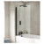 Nuie Pacific Black 870mm Curved P Shape Shower Bath Screen Roomset Image