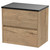 Hudson Reed Havana Autumn Oak 600mm Wall Hung 2 Drawer Vanity Unit with Sparkling Black Worktop - HAV804LSB