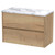 Hudson Reed Havana Autumn Oak 800mm Wall Hung 2 Drawer Vanity Unit with Matt Carrera Marble Laminate Worktop - HAV806LCM