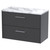Hudson Reed Juno Graphite Grey 800mm Wall Hung 2 Drawer Vanity Unit with Matt Carrera Marble Laminate Worktop - JNU2226LCM