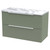 Hudson Reed Fluted Satin Green 800mm Wall Hung 2 Drawer Vanity Unit with Matt Carrera Marble Laminate Worktop - DFF895LCM