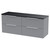 Hudson Reed Fluted Satin Grey 1200mm Wall Hung 4 Drawer Vanity Unit with Sparkling Black Worktop - DFF293LSB2