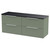 Hudson Reed Fluted Satin Green 1200mm Wall Hung 4 Drawer Vanity Unit with Sparkling Black Worktop - DFF893LSB2