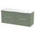Hudson Reed Fluted Satin Green 1200mm Wall Hung 4 Drawer Vanity Unit with Sparkling White Worktop - DFF893LSW2