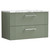 Nuie Deco Satin Green 800mm Wall Hung 2 Drawer Vanity Unit with Matt Carrera Marble Laminate Worktop - DPF895LCM