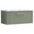 Nuie Deco Satin Green 800mm Wall Hung Single Drawer Vanity Unit with Matt Carrera Marble Laminate Worktop - DPF896LCM