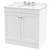 Nuie Classique Satin White 800mm 2 Door Floor Standing Vanity Unit and White Marble Top with Round Basin and 3 Tap Holes - CLC126WR3