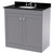 Nuie Classique Satin Grey 800mm 2 Door Floor Standing Vanity Unit and Black Marble Top with Round Basin and 3 Tap Holes - CLC226BR3