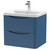 Nuie Lunar Satin Blue 600mm 2 Drawer Wall Hung Vanity Unit and Ceramic Basin with 1 Tap Hole - LUN302A