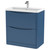 Nuie Lunar Satin Blue 800mm 2 Drawer Floor Standing Vanity Unit and Polymarble Basin with 1 Tap Hole - LUN303