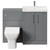 Avant Satin Grey 1100mm Floor Standing Vanity Unit Toilet Suite with Slim Edge 1 Tap Hole Basin and 2 Doors with Polished Chrome Handles Front View