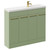 Napoli Combination Olive Green 1000mm Floor Standing Vanity Unit with Slimline 1 Tap Hole Basin and 4 Doors with Brushed Brass Handles Left Hand View