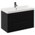 Napoli Nero Oak 800mm Wall Mounted Vanity Unit with 1 Tap Hole Slim Edge Basin and 2 Drawers with Gunmetal Grey Handles Left Hand View